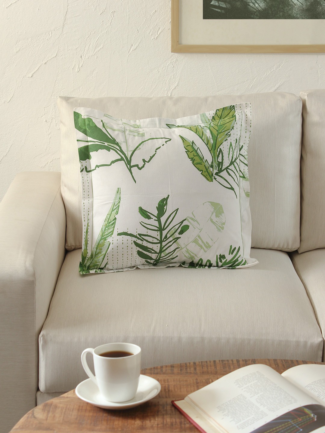 

House This Green & White Single Floral Square Cushion Covers