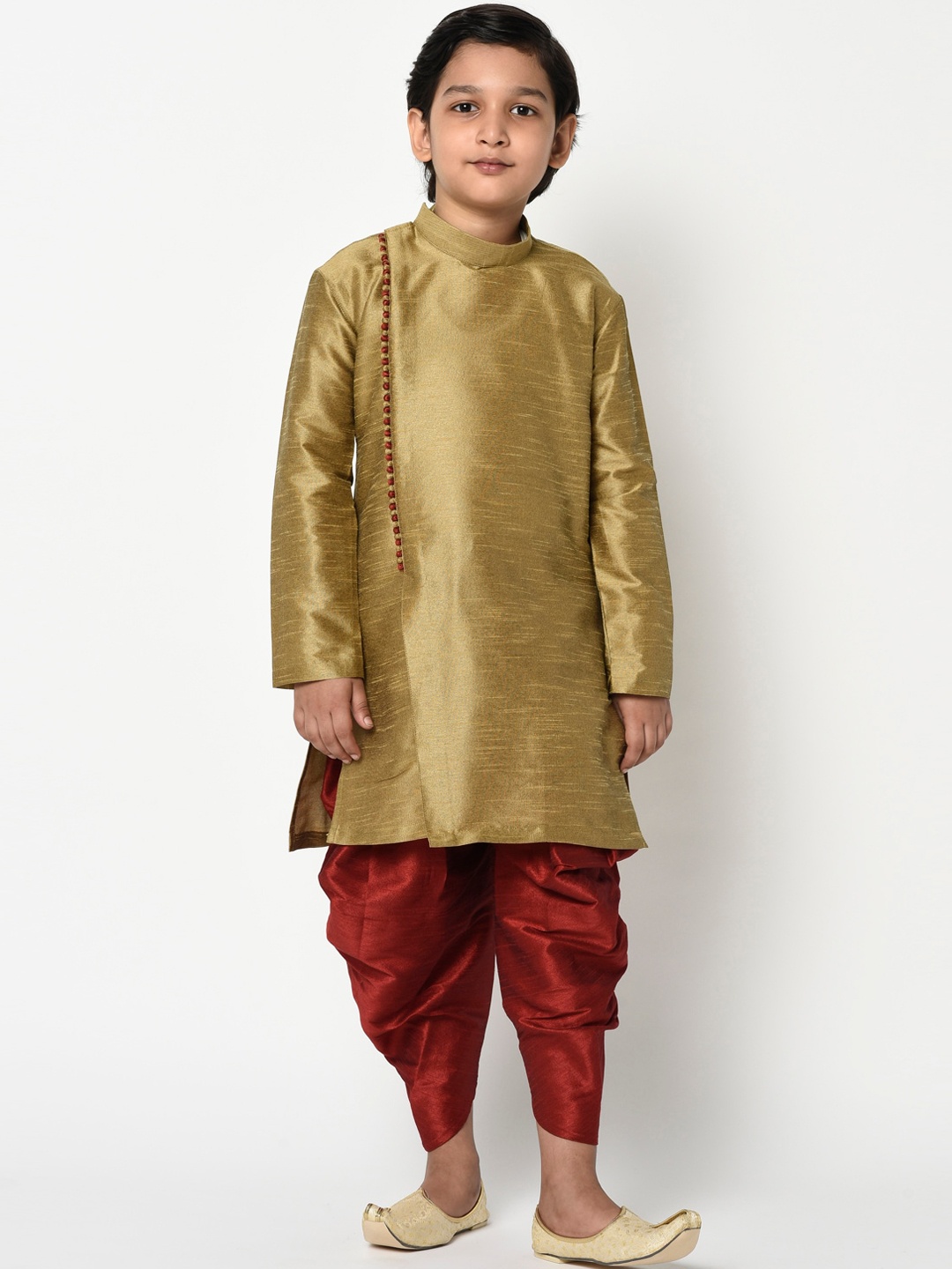 

DEYANN Boys Brown & Maroon Solid Kurta with Dhoti Pants