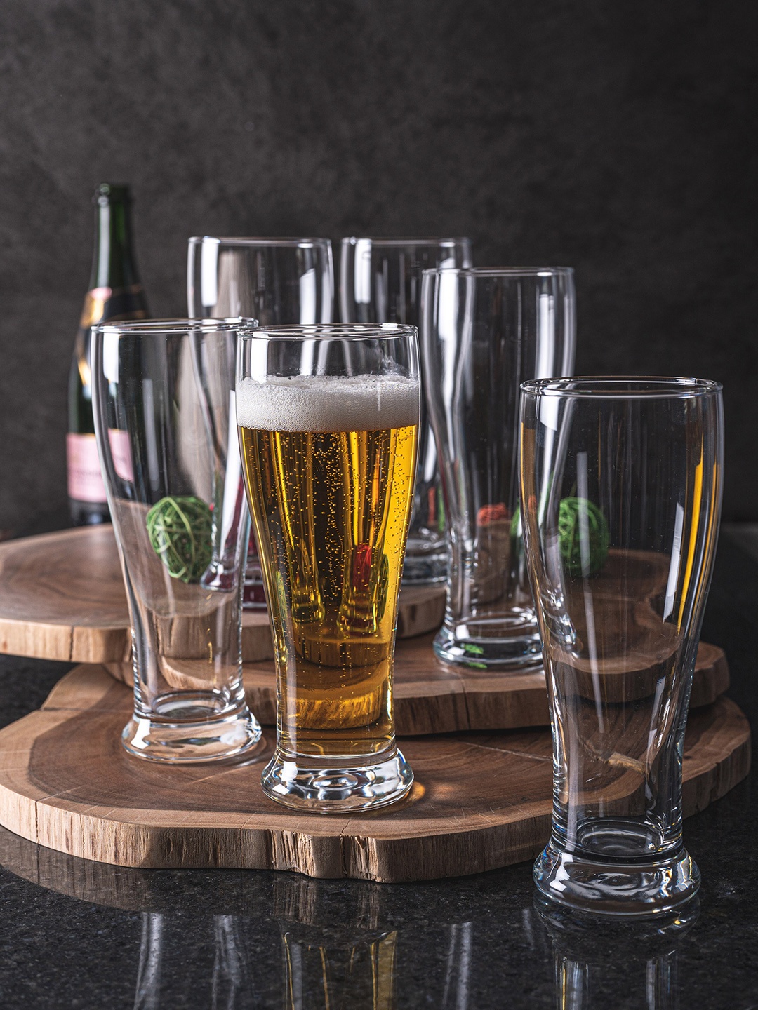 

GOODHOMES Set Of 6 Transparent Solid Glass Beer Tumblers 460 ml