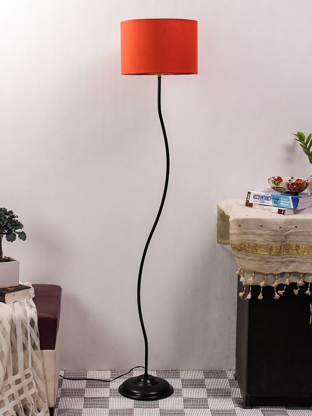 Devansh Orange Solid Curvy Novelty Lamp
