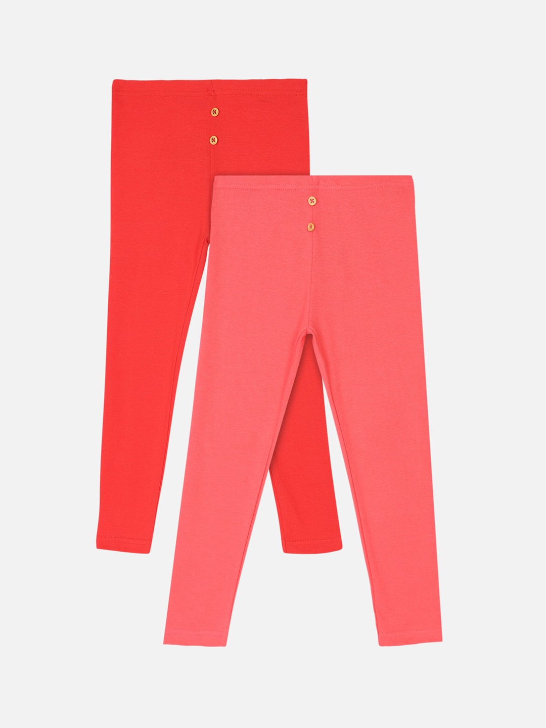 

Bodycare First Infant Girls Pack Of 2 Solid Slim Fit Track Pants, Red