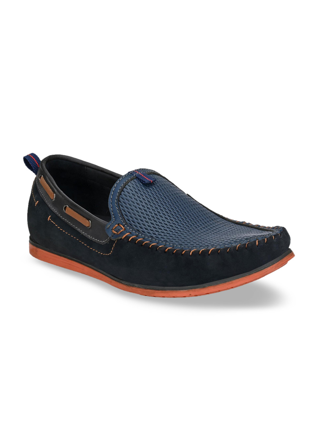 

Hitz Men Blue Colourblocked Leather Boat Shoes