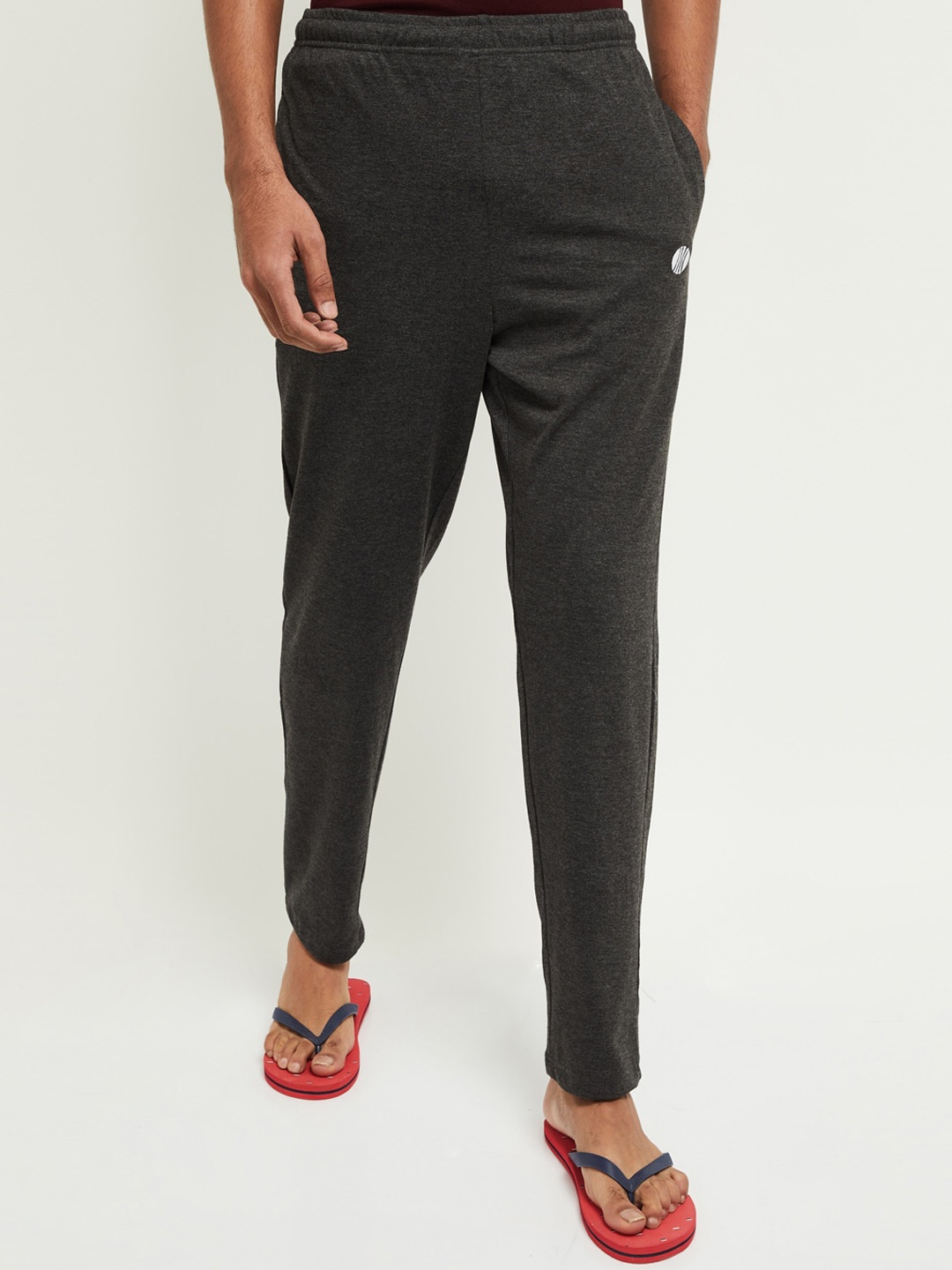max Men Grey Solid Lounge Pants