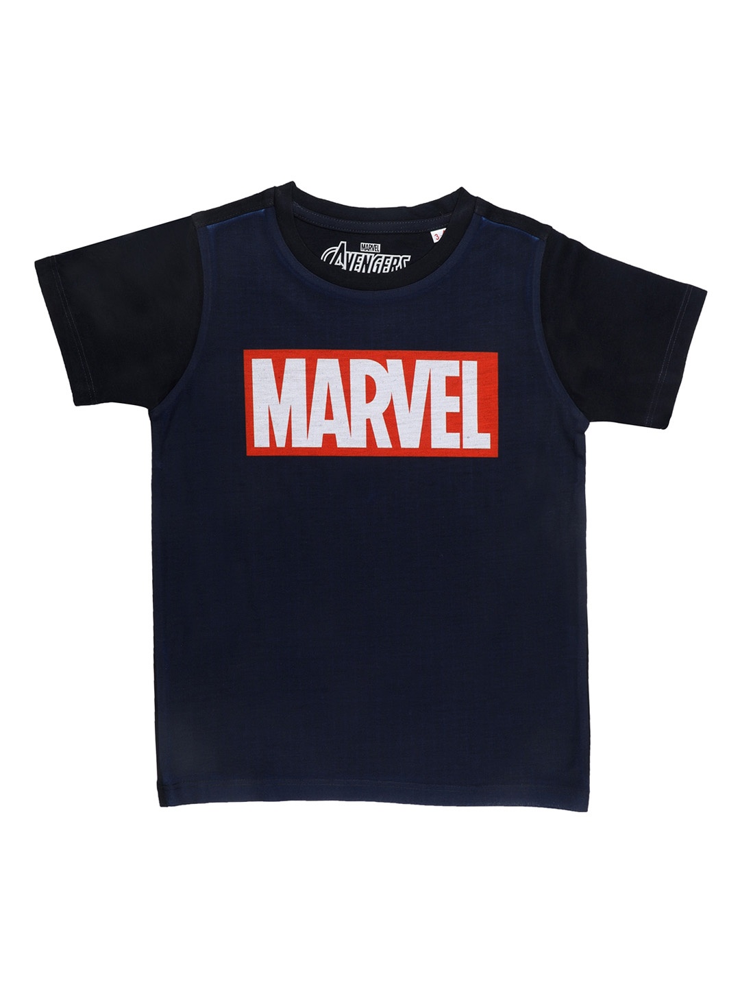 

Marvel Avengers Boys Navy MARVEL Print Round Neck T-shirt, Navy blue
