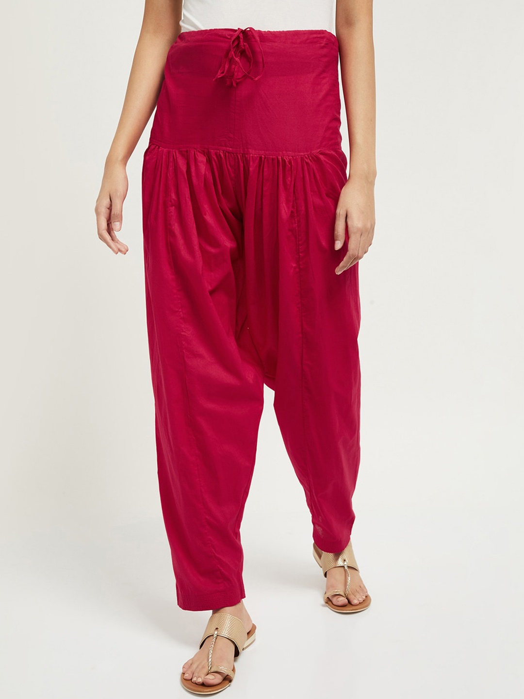 

max Women Magenta Pink Solid Cotton Patiala