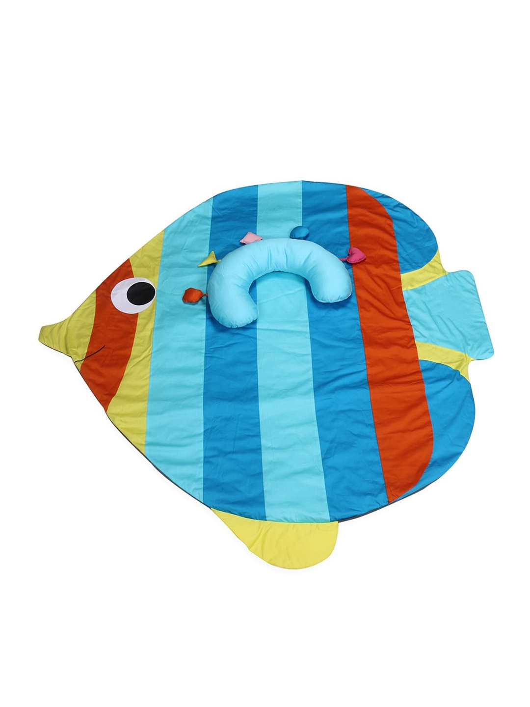 My Milestones Infant Blue & Orange Rainbow Fish Tummy-Time Playmat With Sensory Pillow