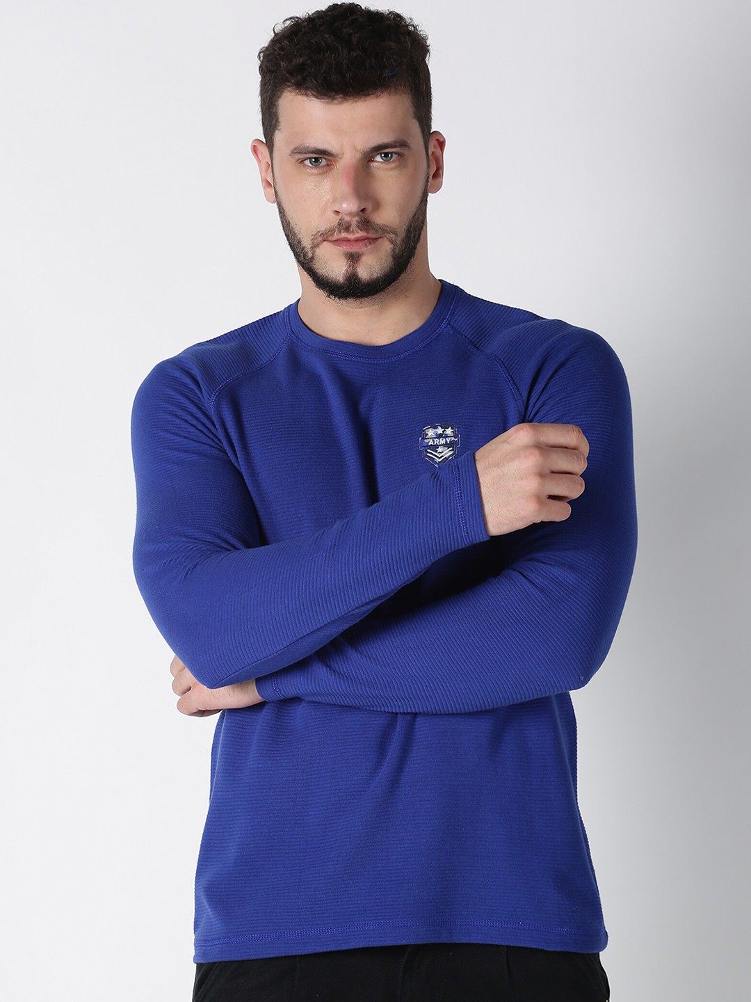 

UrGear Men Blue Solid Cotton Sweatshirt
