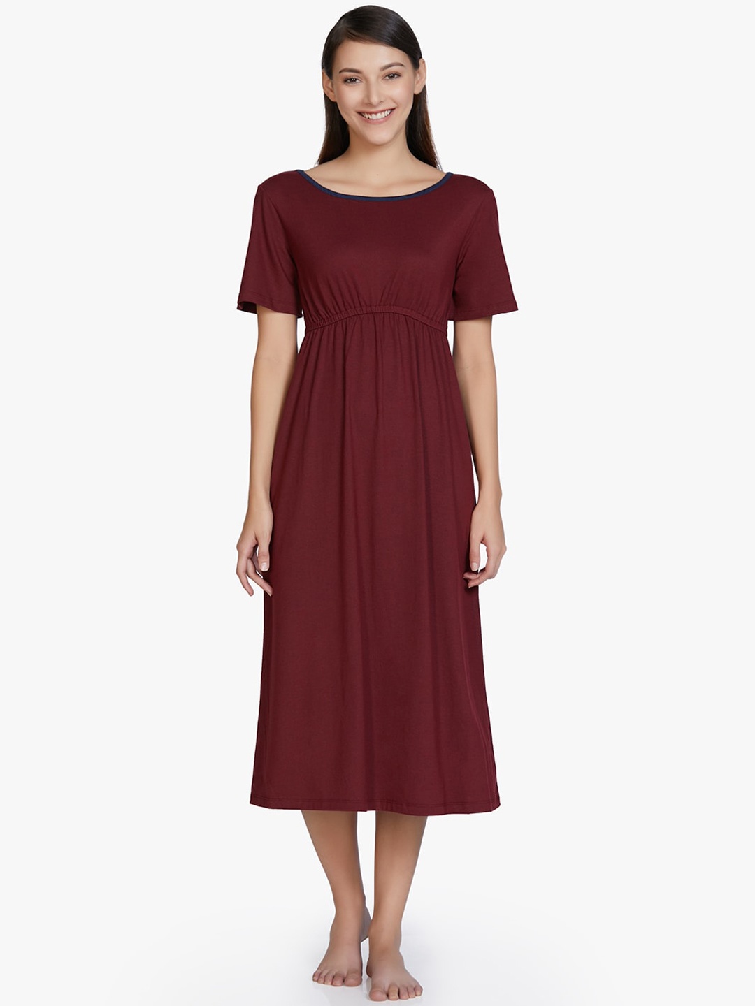 

Amante Maroon Solid Nightdress