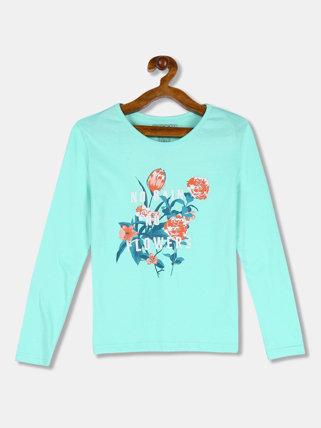 

Cherokee Girls Green Printed Round Neck T-shirt