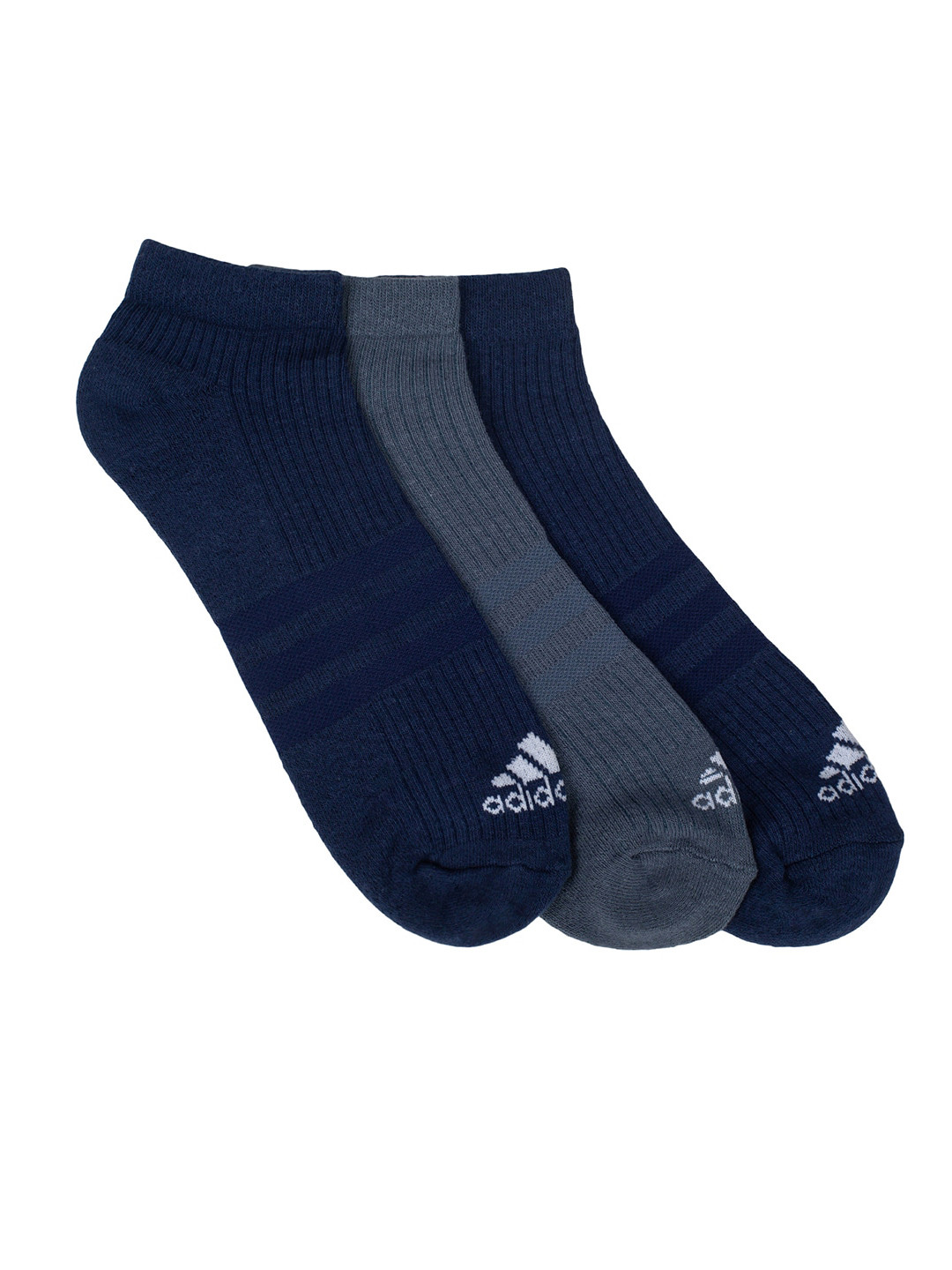

ADIDAS Men Pack of 3 Navy Blue & Grey Patterned Ankle-Length Socks