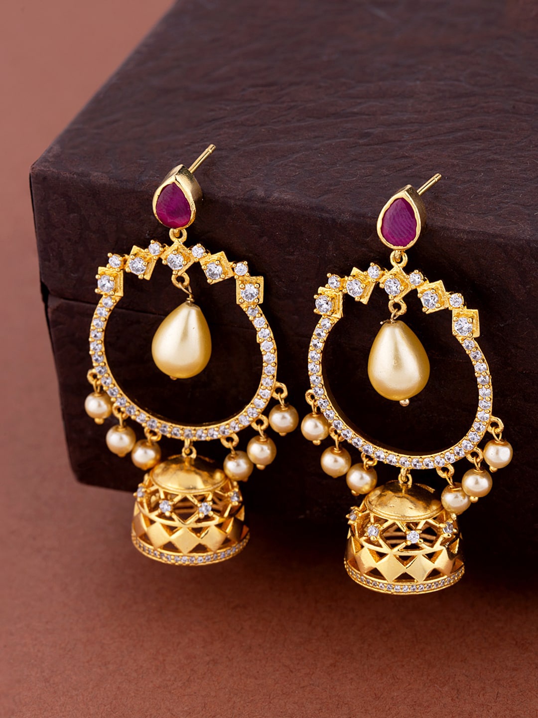 

Voylla Gold-Plated Contemporary Drop Earrings