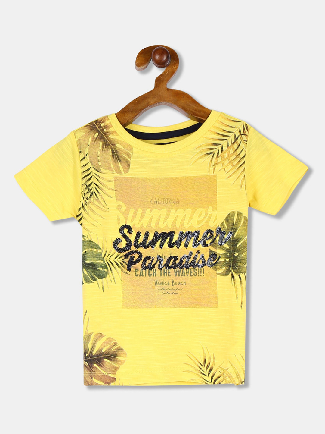 

Cherokee Boys Yellow Printed Round Neck T-shirt