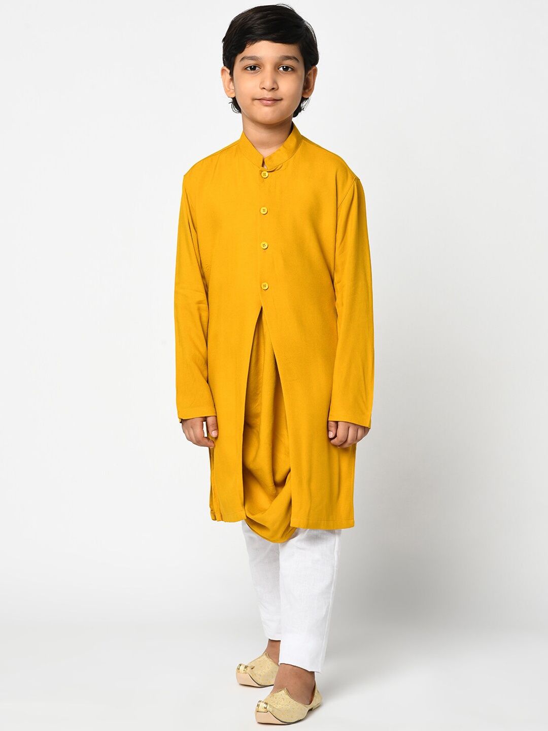 

DEYANN Boys Yellow Solid Kurta with Pyjamas