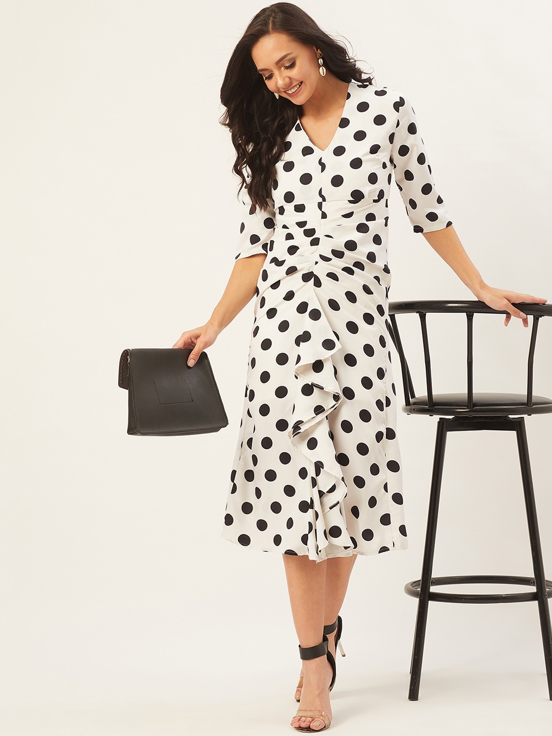 

ANVI Be Yourself Women White Printed Fit and Flare Dress