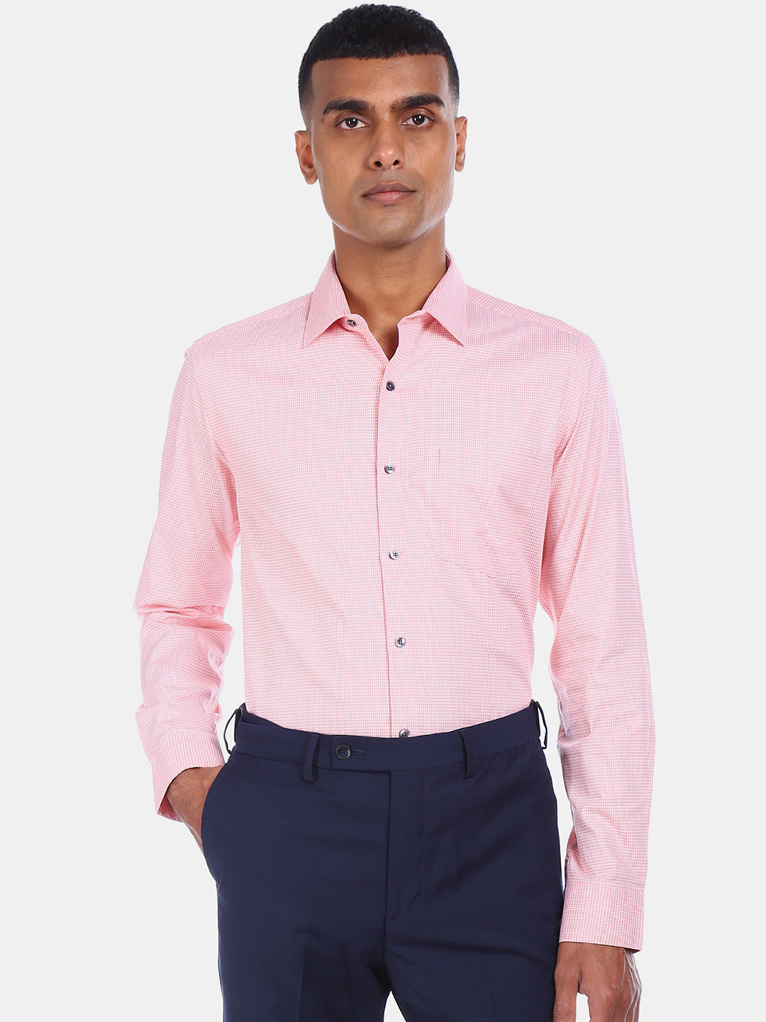 

Arrow Men Orange Regular Fit Checked Formal Casual Shirt