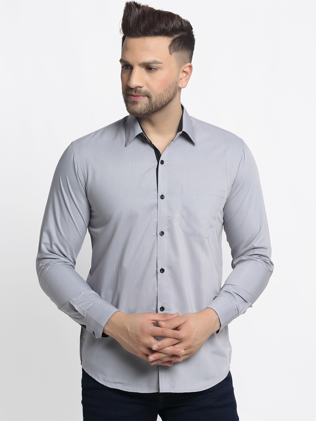 

JAINISH Men Grey Regular Fit Solid Casual Shirt