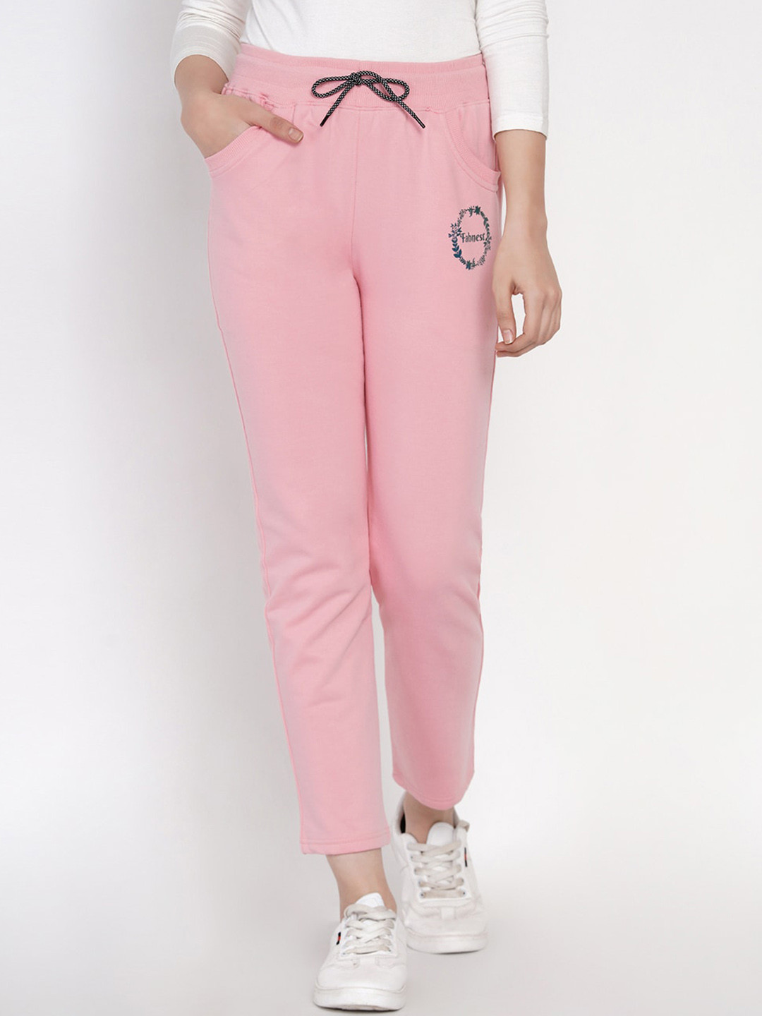 

FABNEST Women Pink Solid Straight-Fit Track Pants