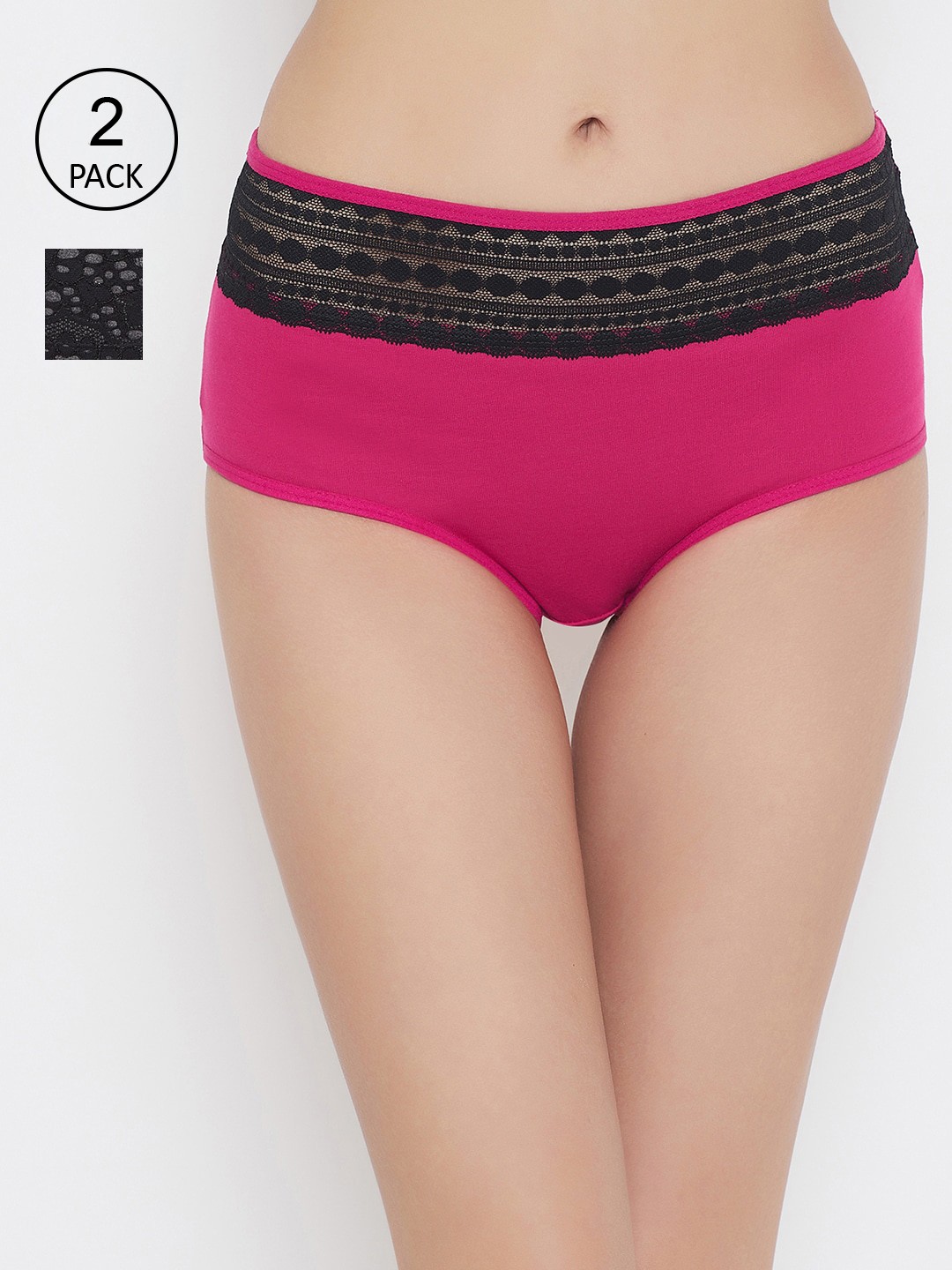 

Clovia Women Pack of 2 Solid Hipster Briefs - COMPNC964, Pink
