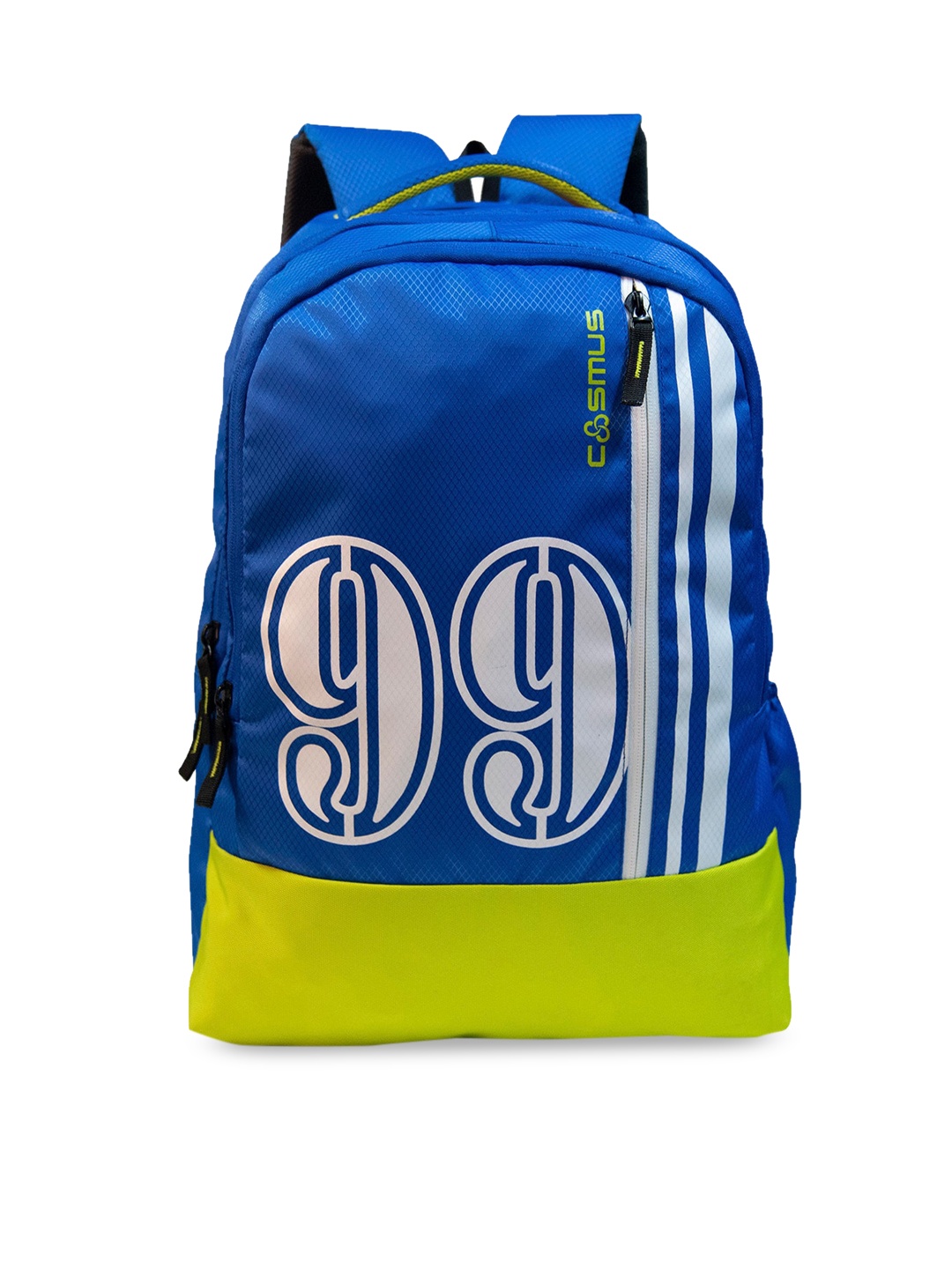 

COSMUS Unisex Blue & Yellow Typography Backpack