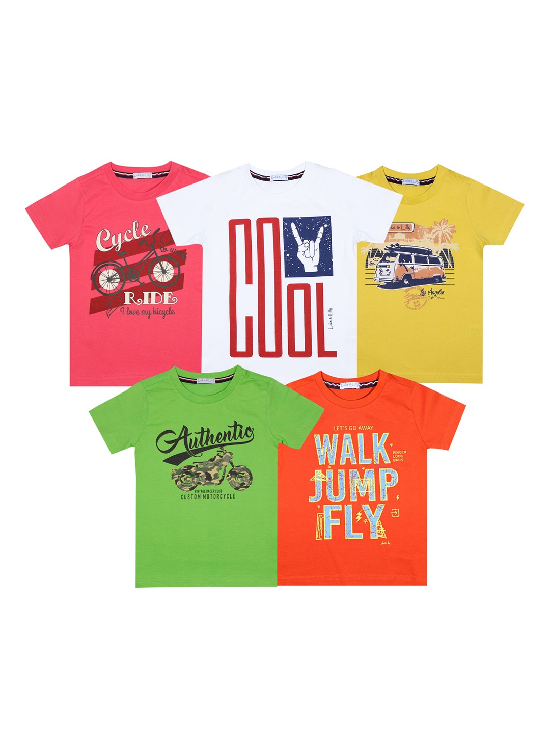 

Luke & Lilly Boys Pack Of 5 Printed Round Neck T-shirt, Multi