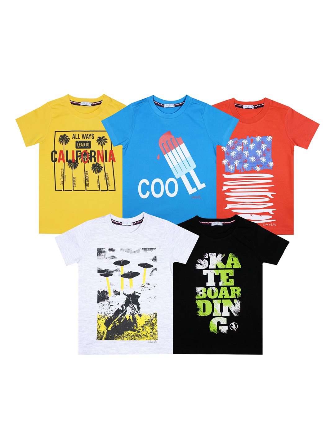 Luke & Lilly Boys Multicoloured Printed Round Neck T-shirt, Multi