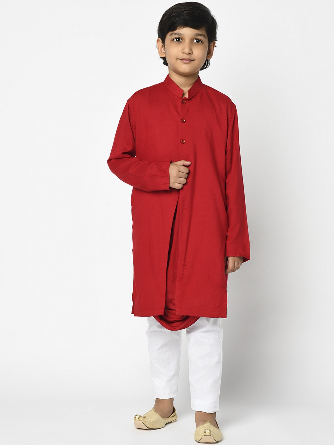

DEYANN Boys Red Solid Kurta with Pyjamas