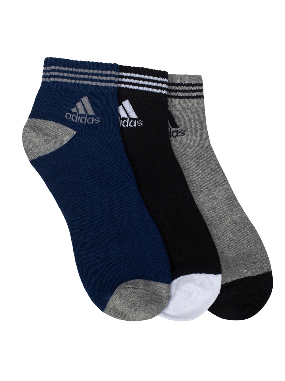 

ADIDAS Men Pack of 3 Solid Ankle-Length Socks, Grey