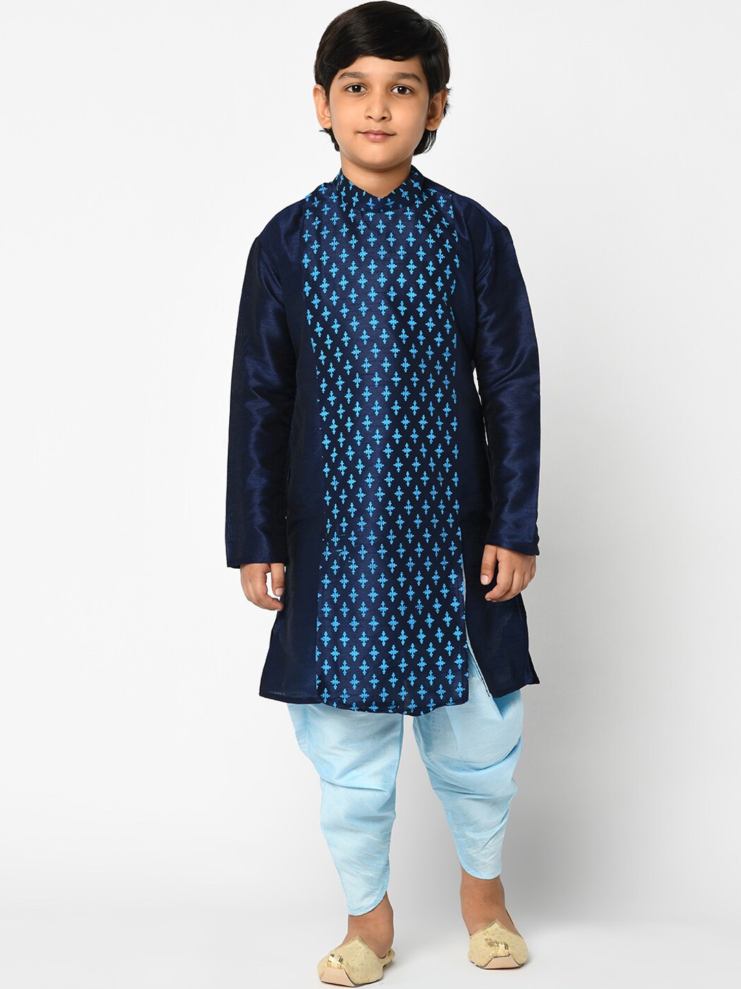 

DEYANN Boys Navy Blue Printed Kurta with Patiala