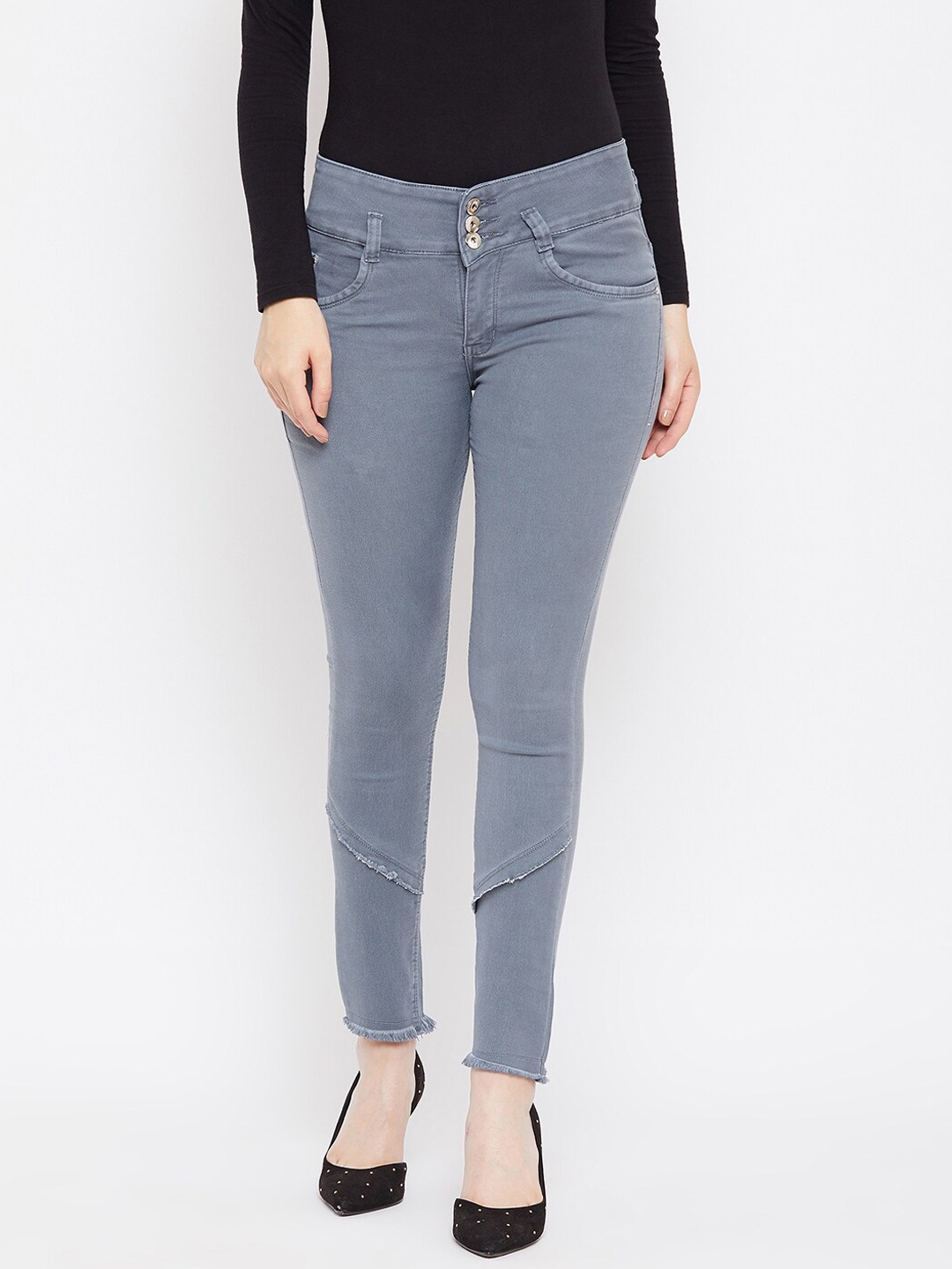 

Purple Feather Women Grey Skinny Fit High-Rise Clean Look Stretchable Jeans