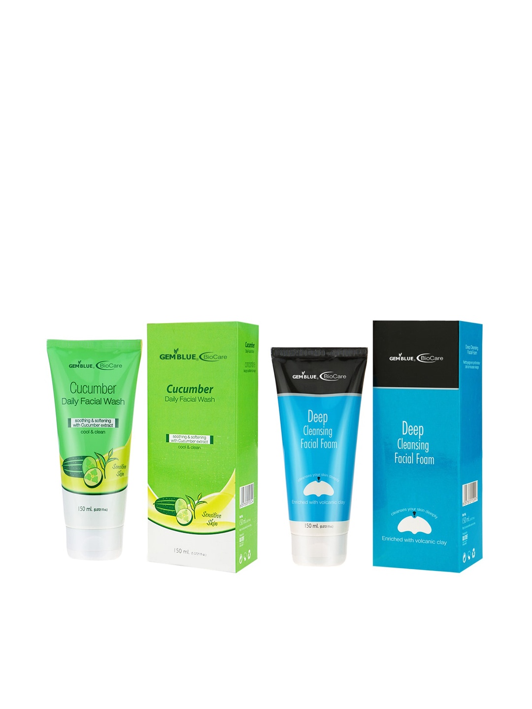 

GEMBLUE BioCare Set Of Cucumber Daily Face Wash & Facial Foam, Green
