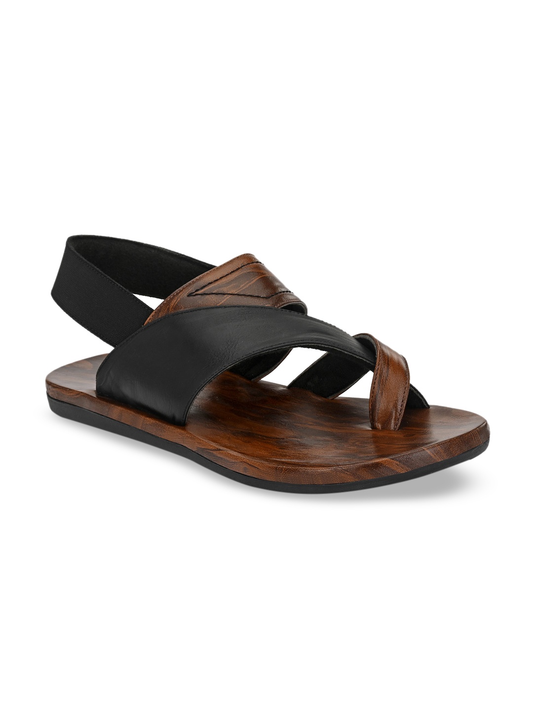 

BUCIK Men Coffee Brown & Black Comfort Sandals