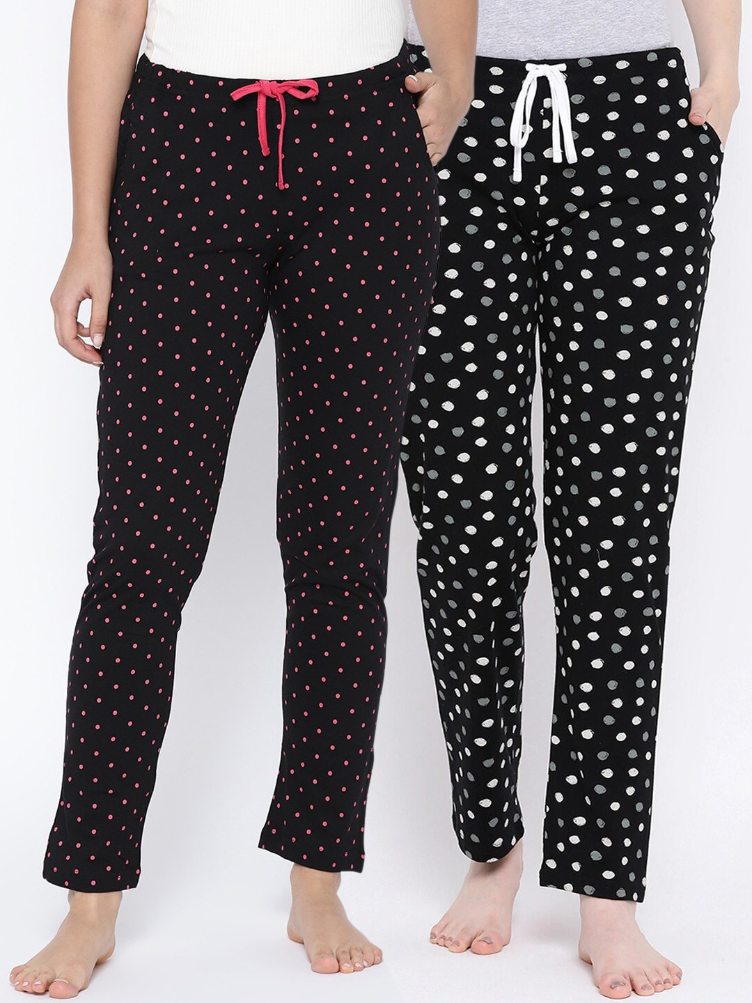 

Kanvin Women Pack Of 2 Printed Lounge Pants, Black