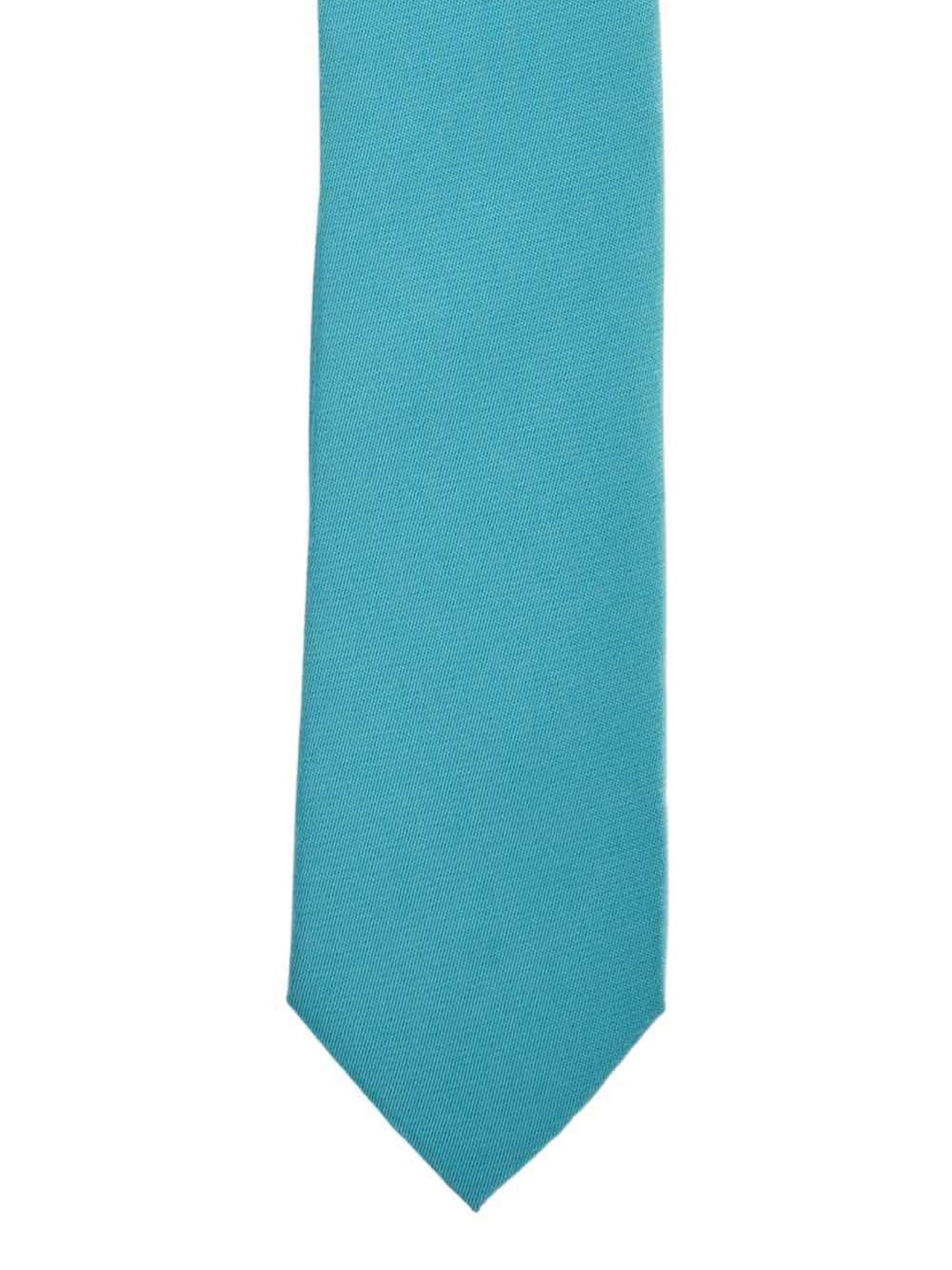 

The Tie Hub Men Turquoise Blue Solid Skinny Tie