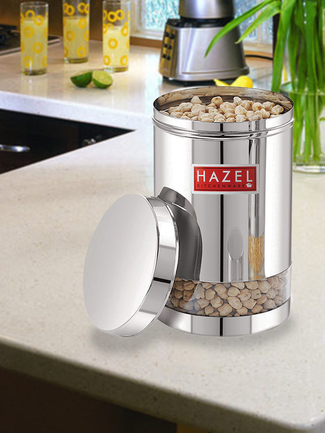 

HAZEL Set Of 2 Silver-Toned & Transparent Stainless Steel Containers