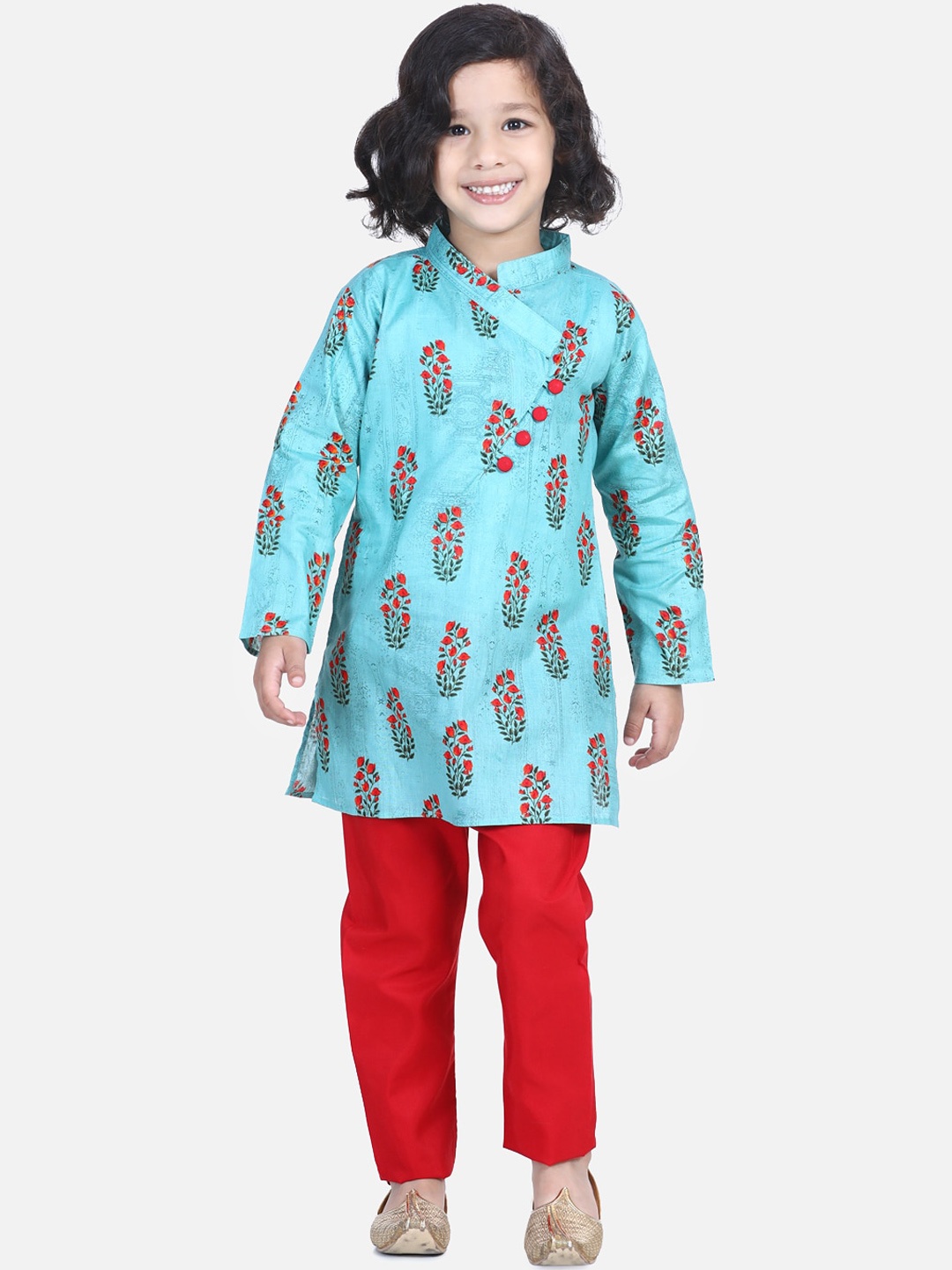 

BownBee Boys Green Printed Kurti with Pyjamas