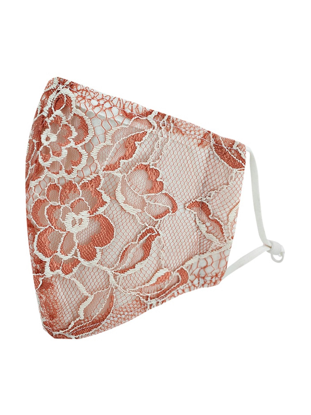 

Kazo Women Brown & White Floral Lace 2-Ply Layered Reusable Cloth Mask
