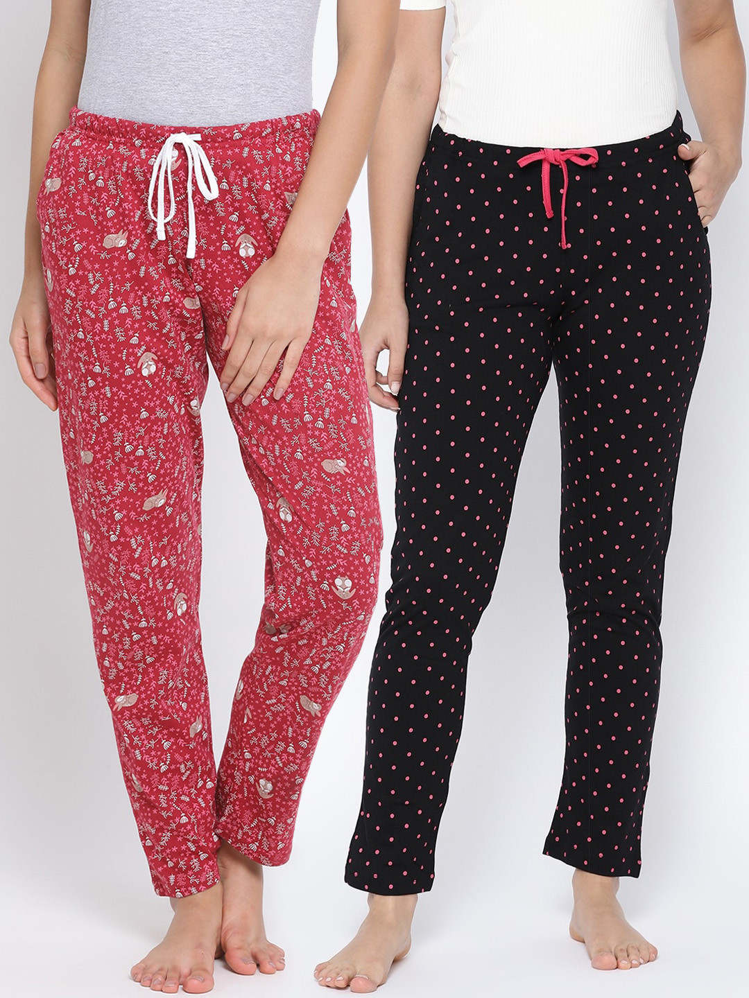 

Kanvin Women Pack of 2 Printed Lounge Pants, Black