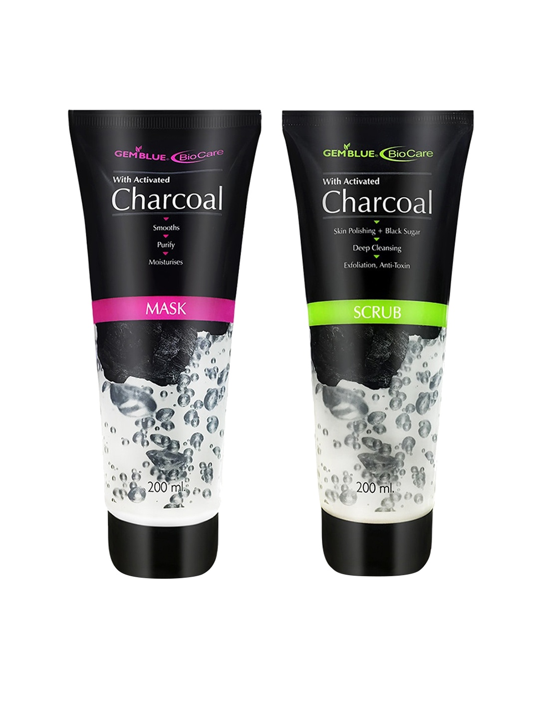 

GEMBLUE BioCare Set of Charcoal Face Scrub & Charcoal Face Mask, Black