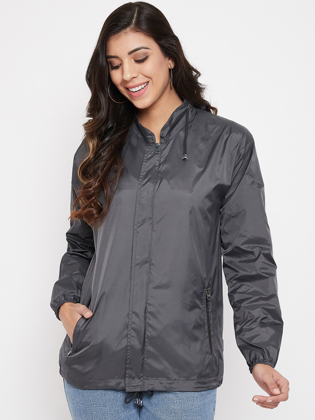 

Okane Women Grey Solid Rain Jacket