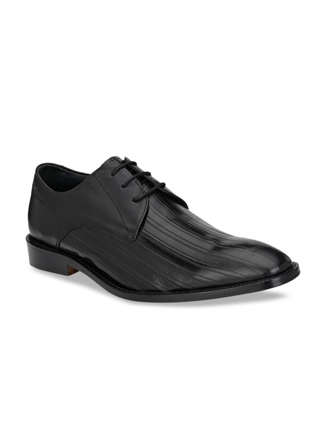 

Hitz Men Black Solid Leather Formal Derbys