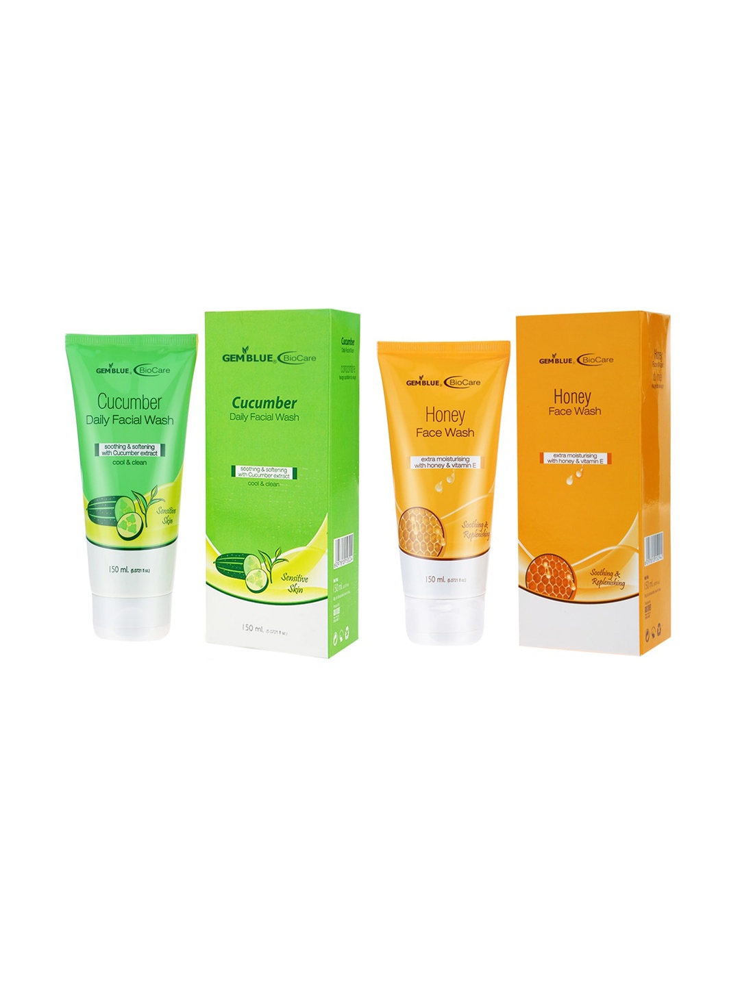 

GEMBLUE BioCare Cucumber & Honey Face Wash 150ml (Combo of 2), Green