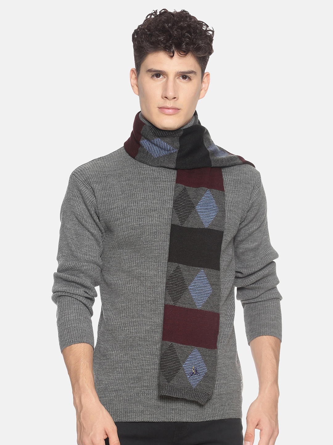 

513 Men Grey Printed Muffler