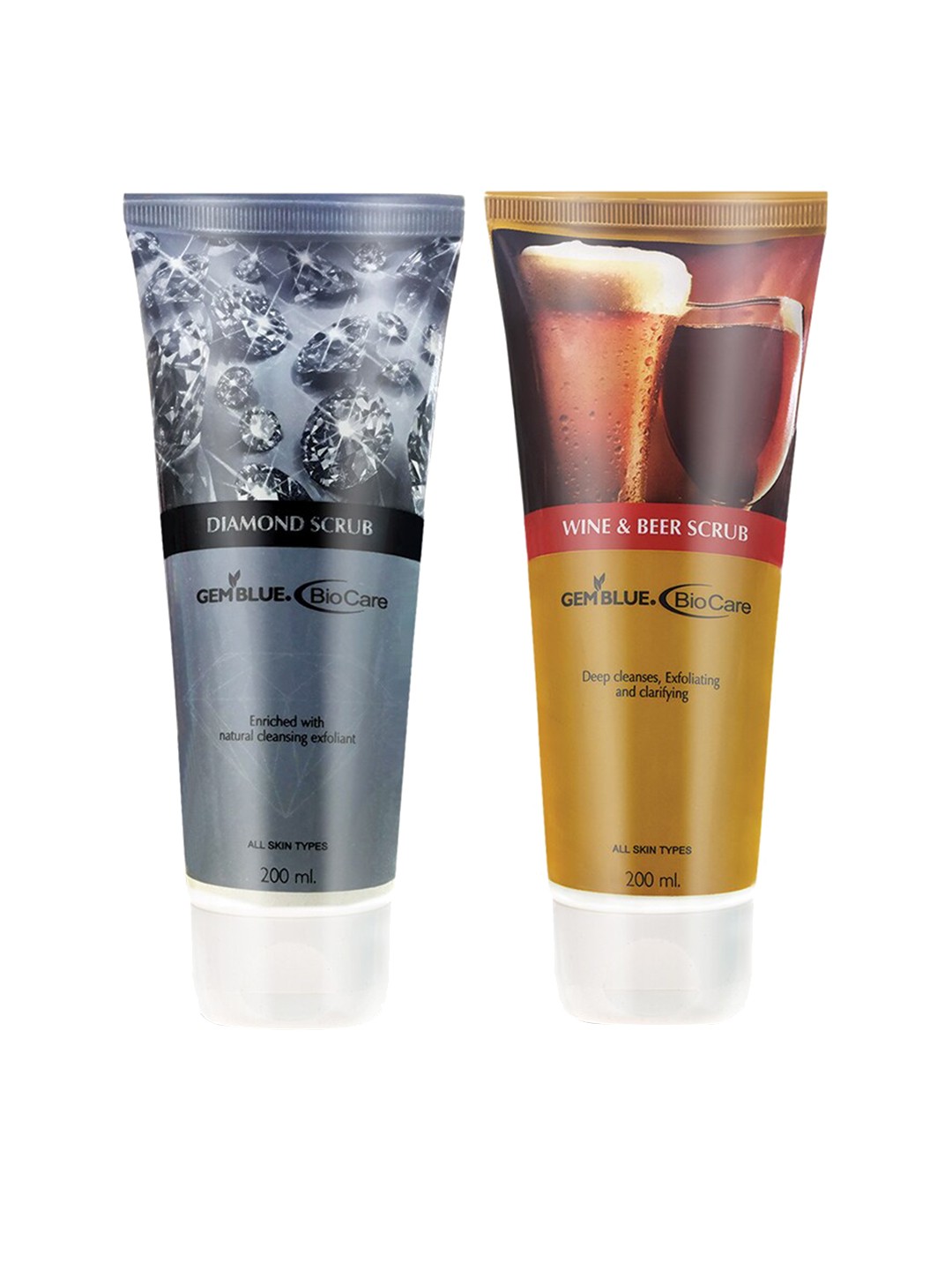 

GEMBLUE BioCare Diamond Scrub & Wine and Beer Scrub 200ML Set of 2, Blue
