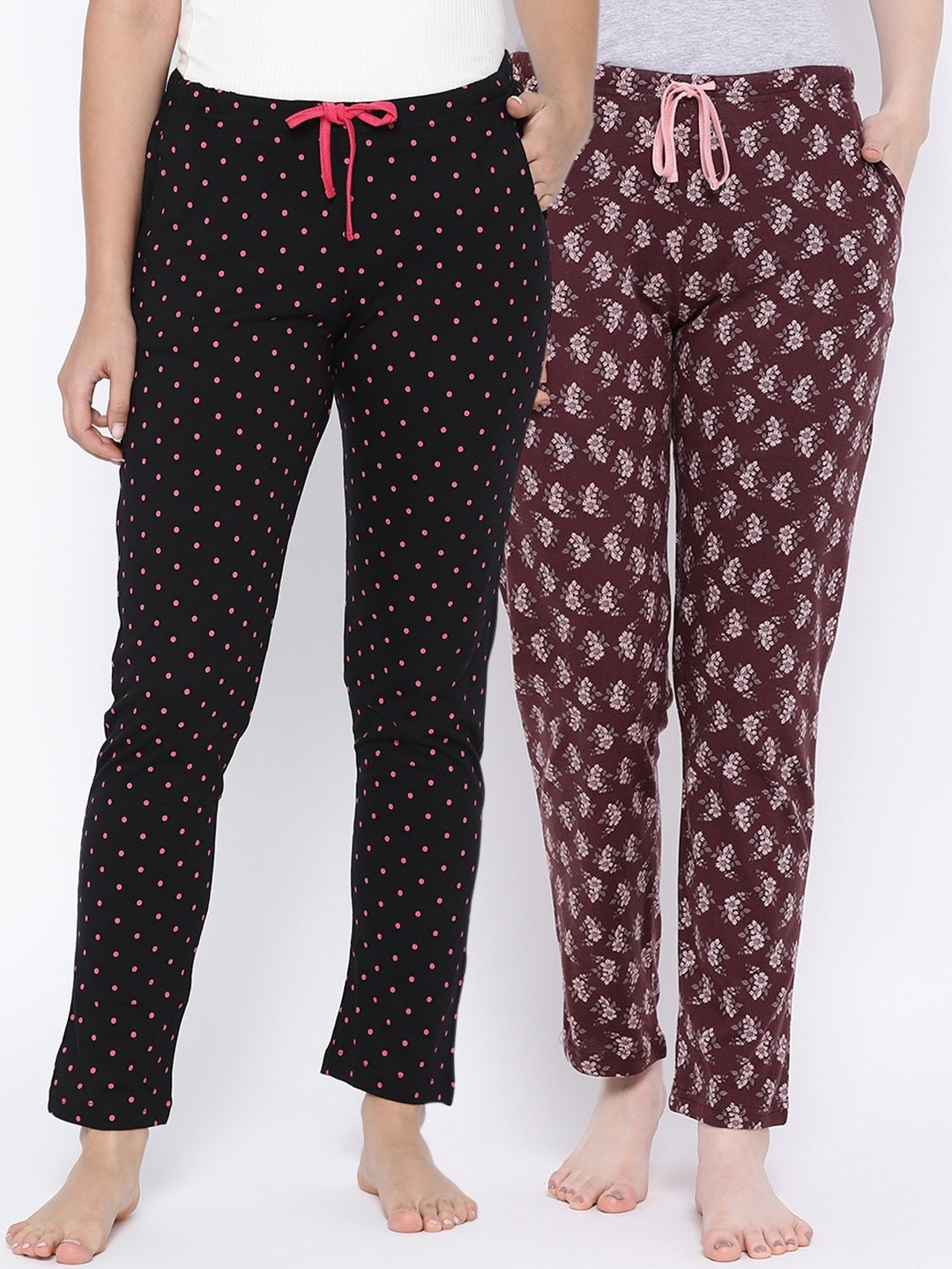 

Kanvin Women Pack Of 2 Printed Lounge Pants, Black