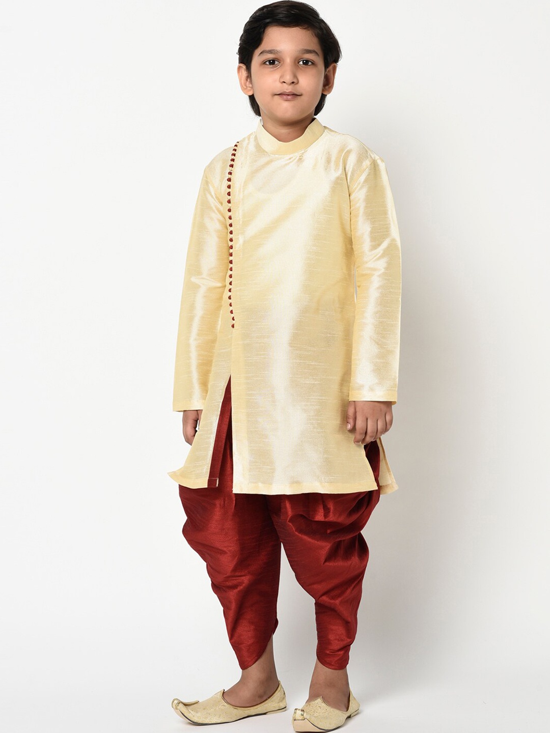 

DEYANN Boys Cream-Coloured Solid Kurta with Patiala
