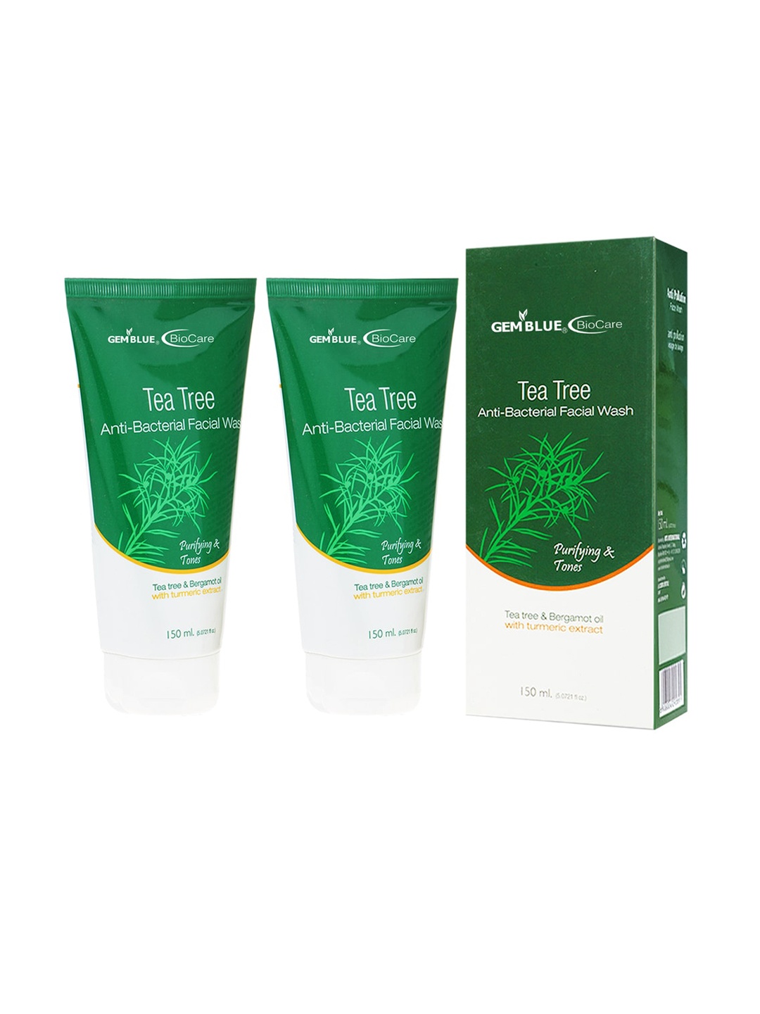 

GEMBLUE BioCare Tea Tree Face Wash 150ml (Pack of 2), Green