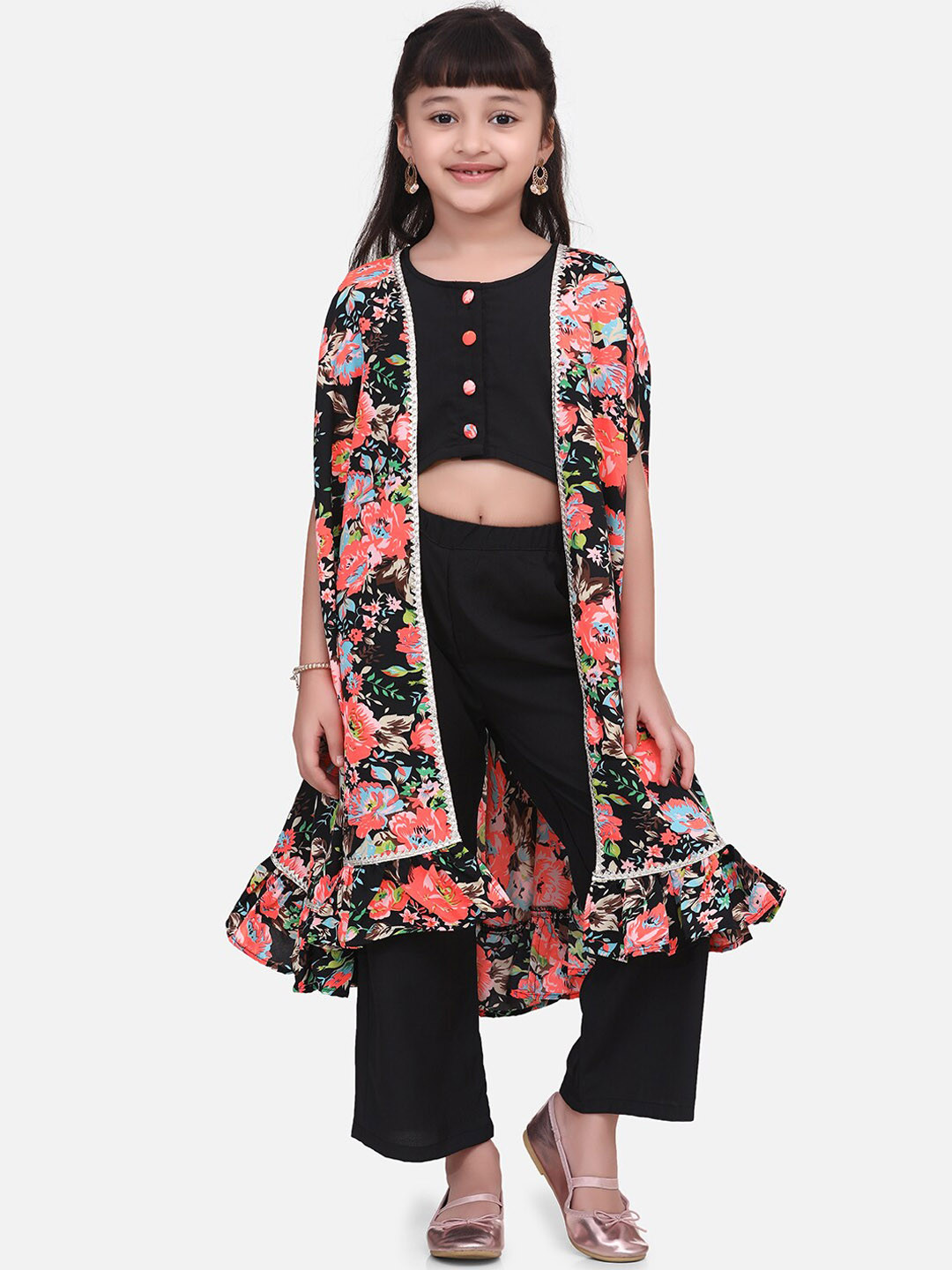 

Cutiekins Girls Black Printed Kurta with Palazzos