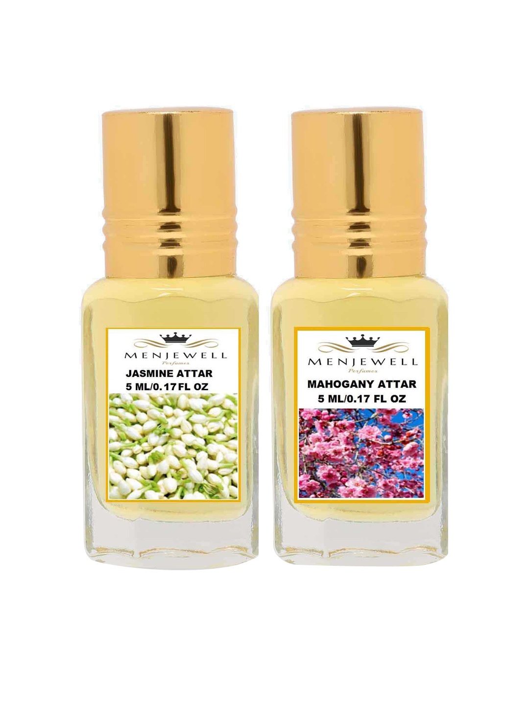 Menjewell Set of Jasmine & Mahogany Attars, Yellow