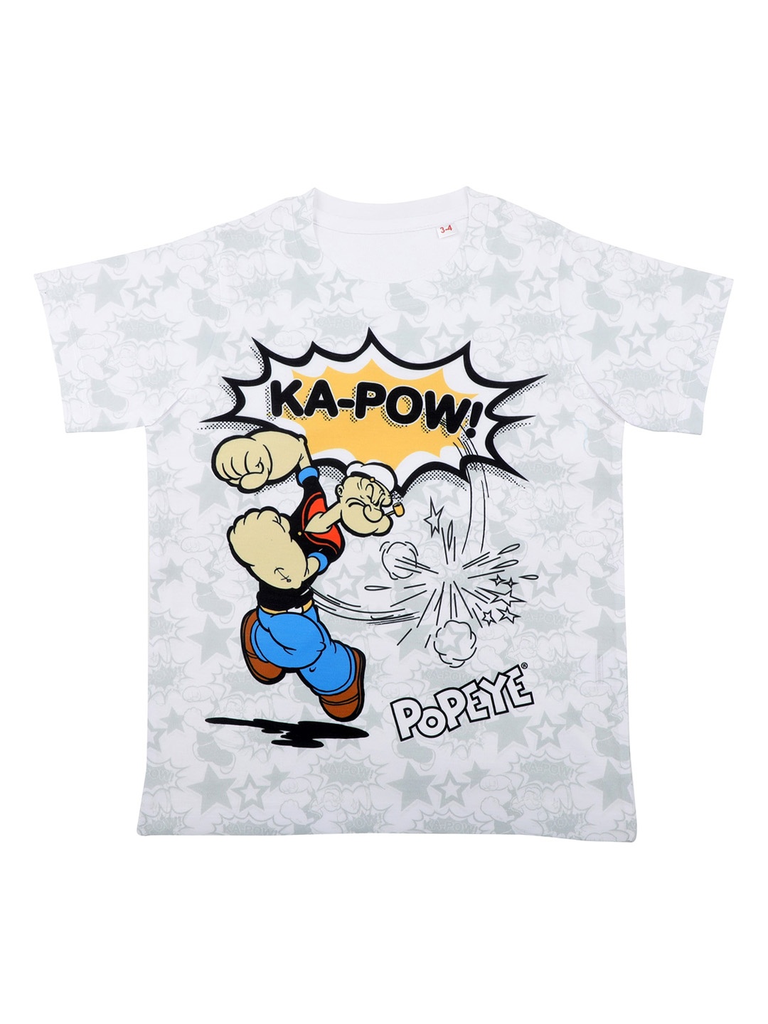 

Popeye Boys White Popeye Print Round Neck T-shirt