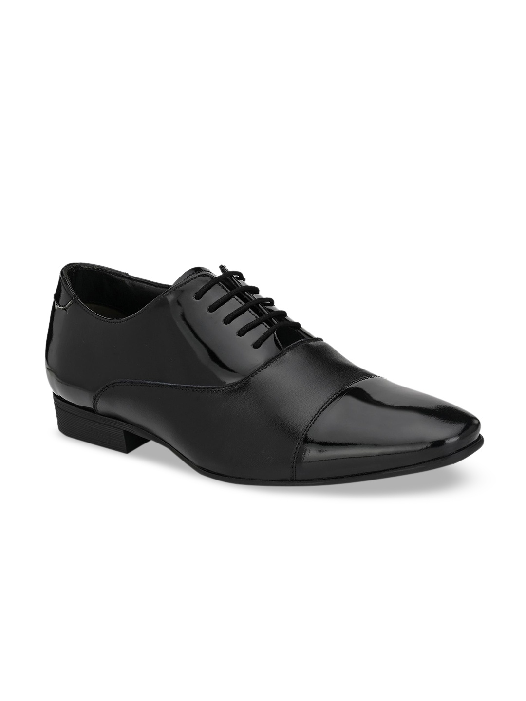 

Hitz Men Black Solid Leather Formal Derbys